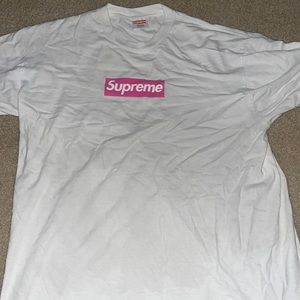 RARE Supreme shirt white shirt with pink box logo!